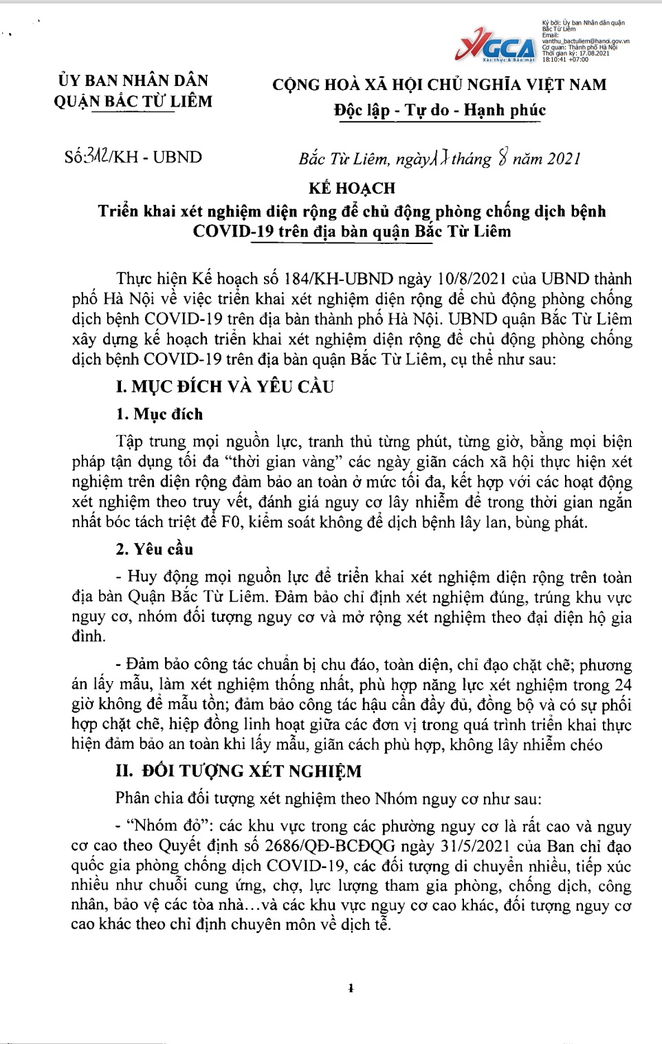 Quận Bắc Từ Liêm triển khai xét nghiệm Covid-19 diện rộng